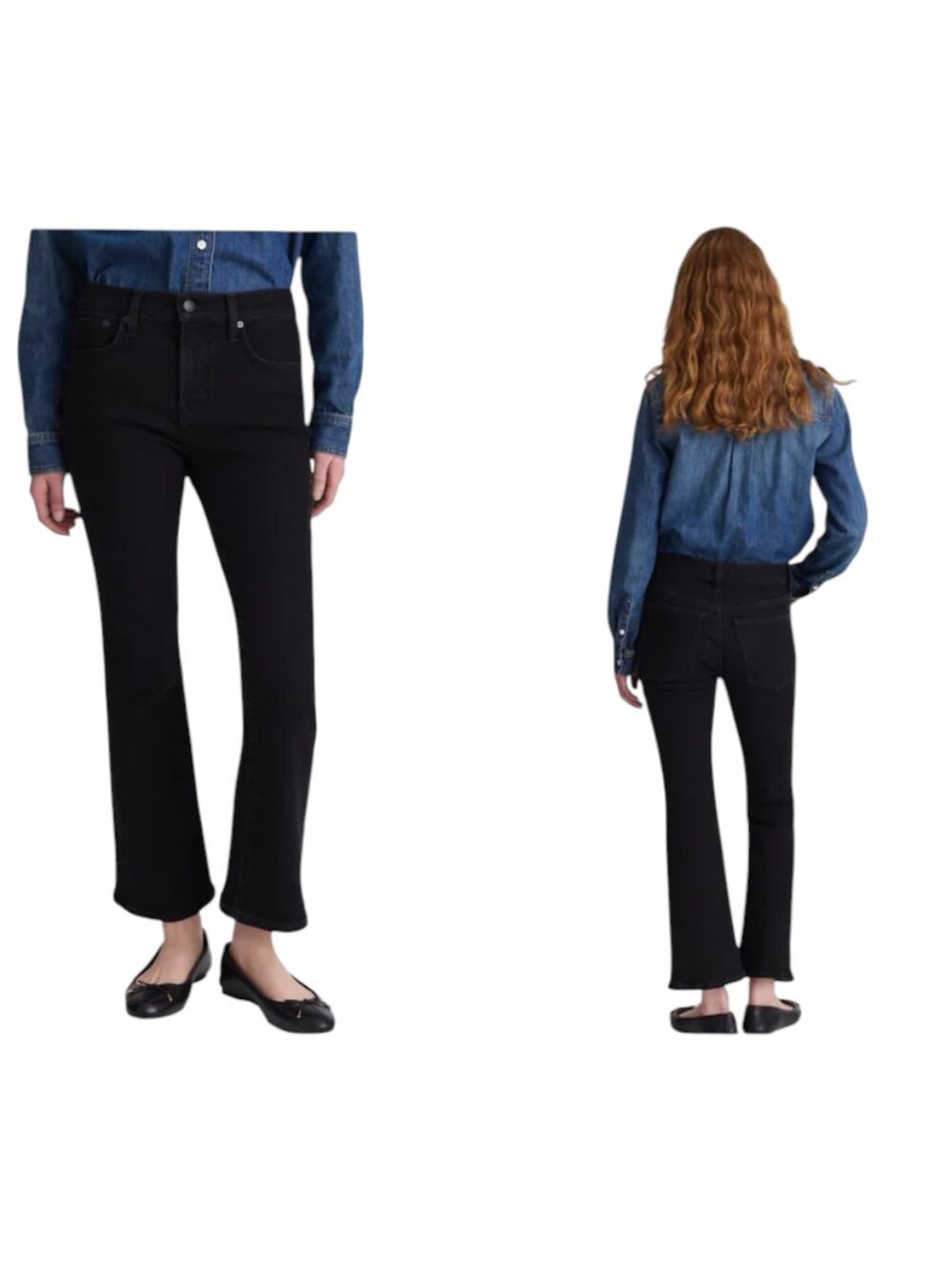 NWT Madewell The Stretch Flare Crop Jean Black Frost Size 23S